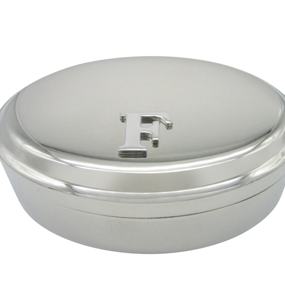 Letter F Monogram Oval Trinket Jewelry Box